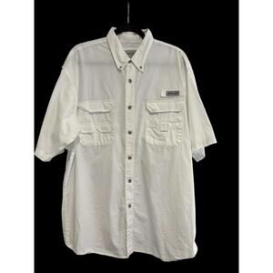 Bimini Bay Fishing Shirt Men’s Size XL White Cotton  Sort Sleeve Cape Vent